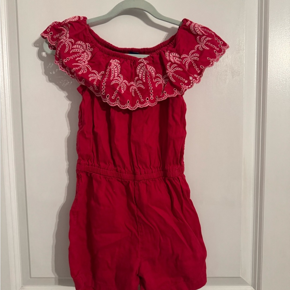 Old Navy Red Embroidered Kids Romper